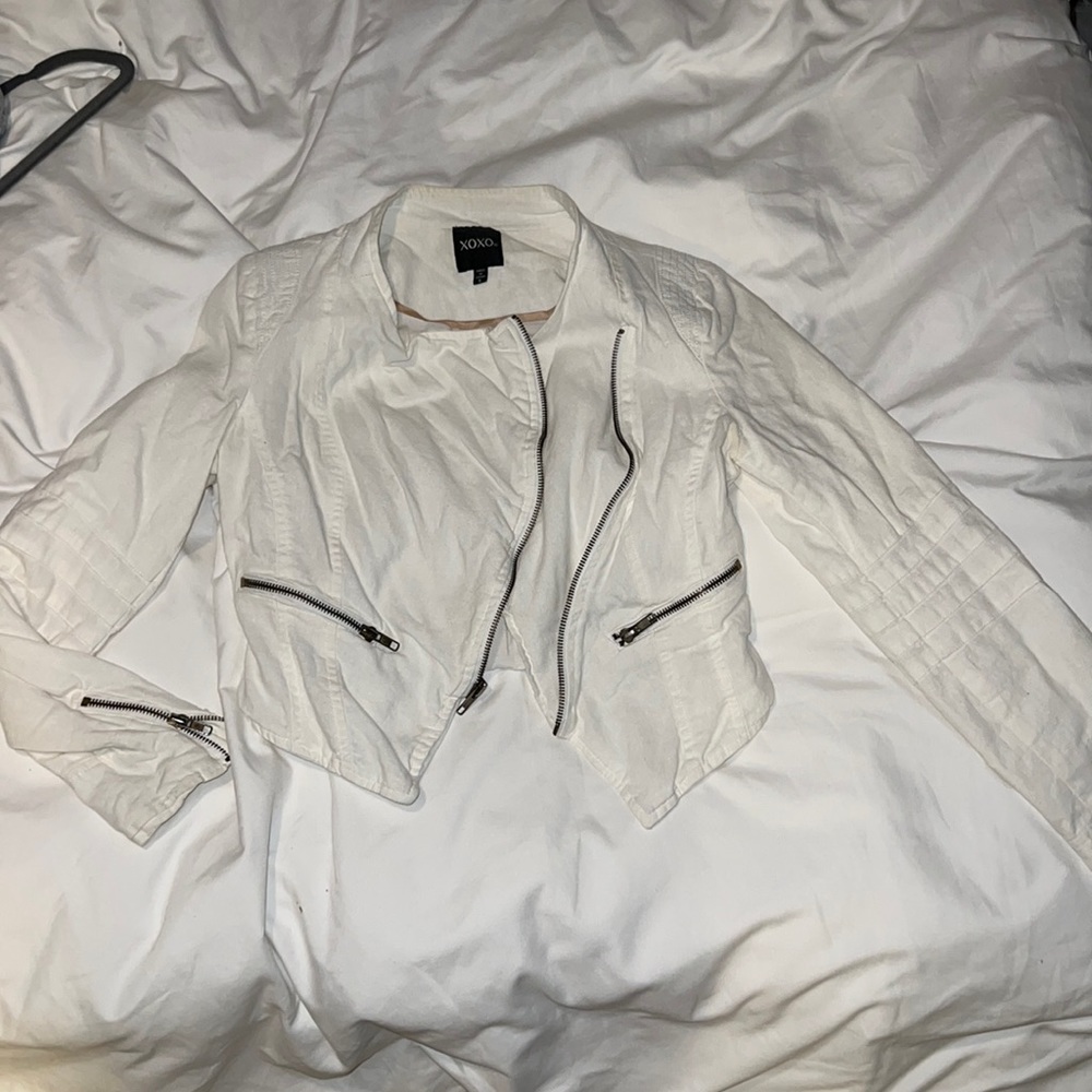 Crop top white jean jacket
